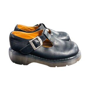 Dr Martens Mary Jane Size 4 T-strap Polley  platform double sole Black Leather
